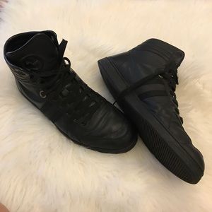 Men's Gucci Black Leather High Top Sneakers